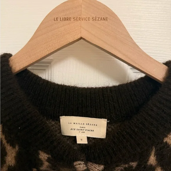 NWOT Sezane Noah Wool-Blend Cardigan in Leopard Animal Print Cardigan SZ S - Picture 8 of 10
